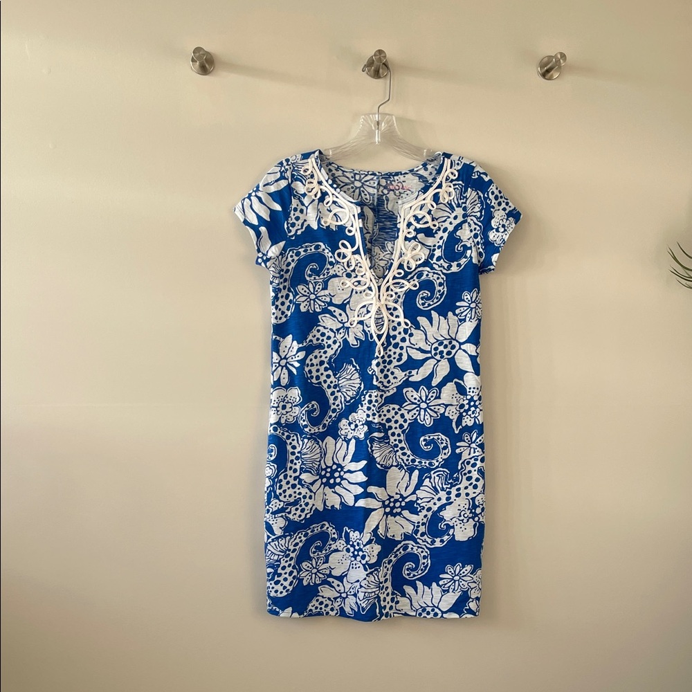 Lilly Pulitzer Blue and White Floral Dress NWOT